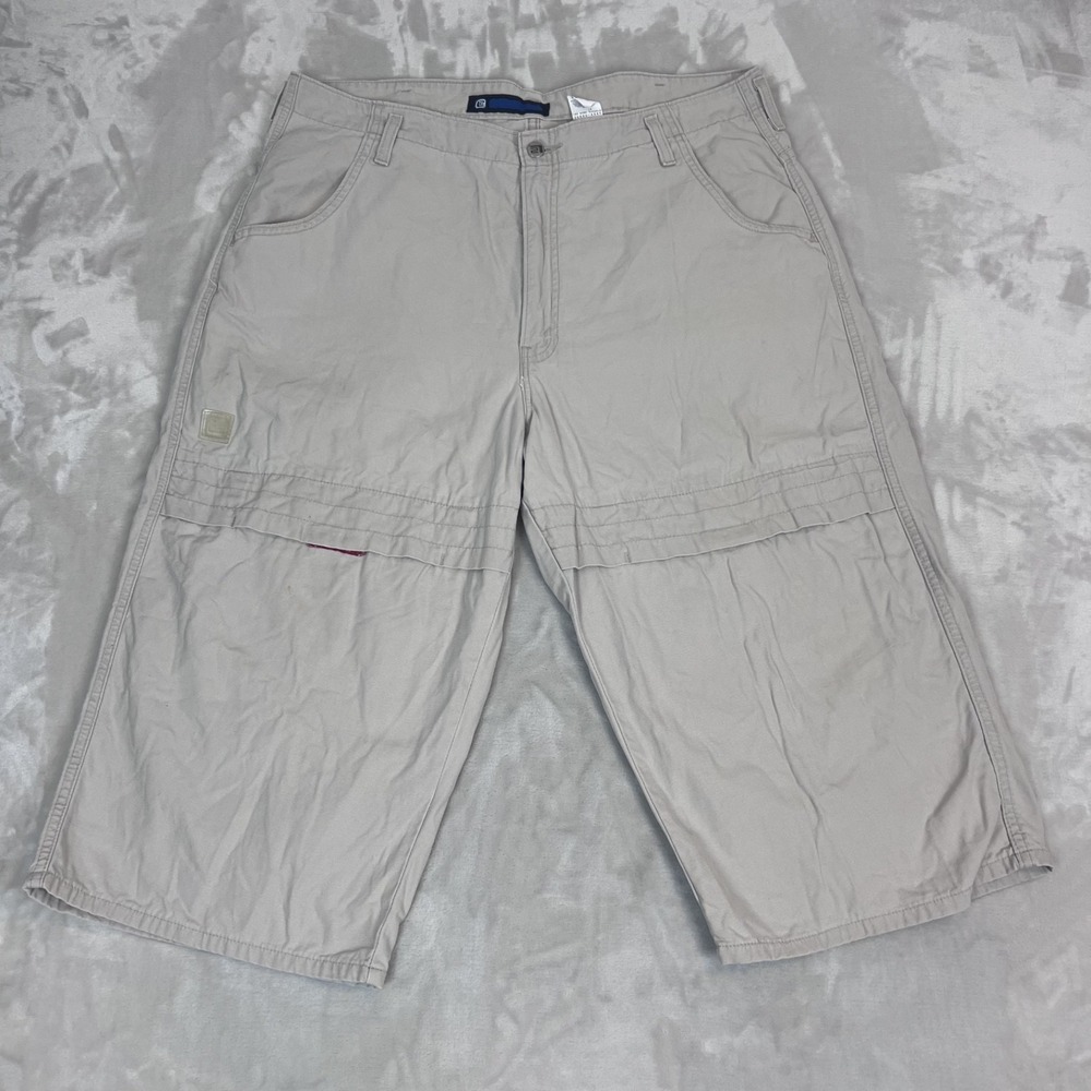 Vintage Levis L2 Shorts Mens 38 Beige Long Length Baggy Loose Y2K Skater Grunge